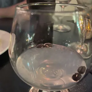 Chilled Sambuca with coffee beans