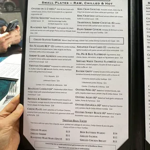 menu