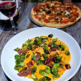 Lobster ravioli with Brussel sprouts and bacon was the special. Excellent.