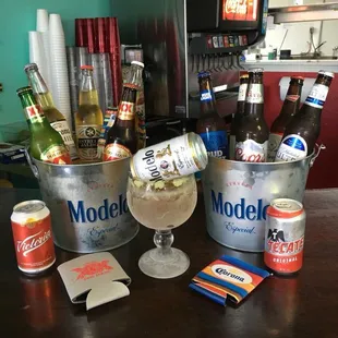 a bar with a variety of beverages
