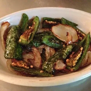 Fried jalepeños and onions