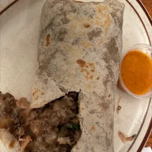 Trevino Burrito filled with Carne Asada