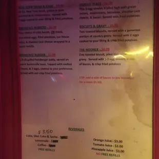 menu