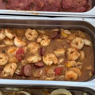 Stuffed bell peppers, gumbo