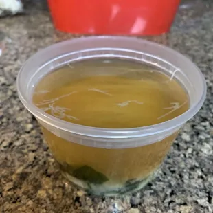 Miso soup (I added noodles to it for my son at home)