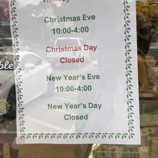 Just in case you need their 2020 holiday hours.
