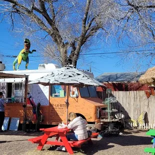 Exterior of food truck and sitting area