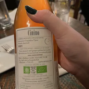 The wine I brought home - Cinino sparkling wine from Italy