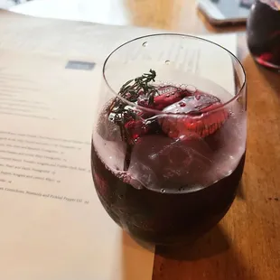 a glass of red wine