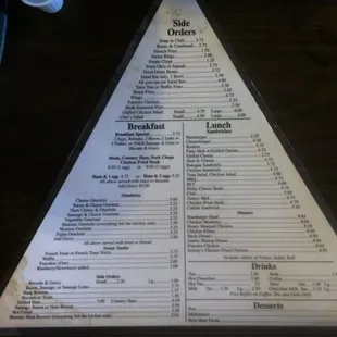 Triangle Cafe menu