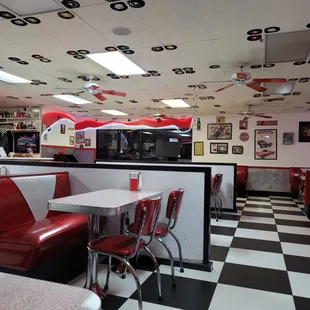 the interior of a diner