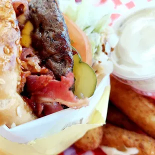 #16 Pastrami Burger Cheese Sticks Pastrami Bacon Medium Drink