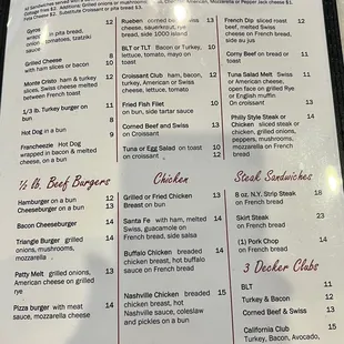 Menu as of 1/27/23