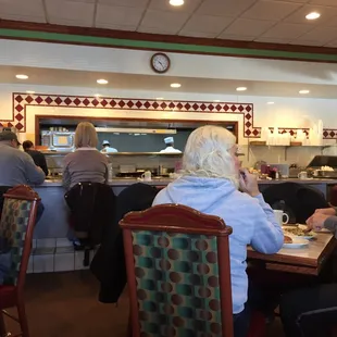 The kitchen area with diner style seating