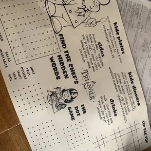 Kids menu