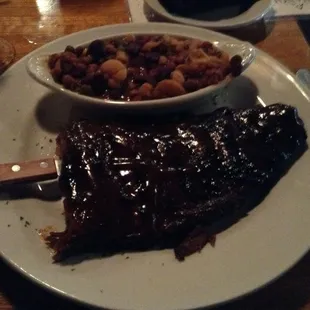 A Half Rack of St. Louis BBQ Ribs with Beans.