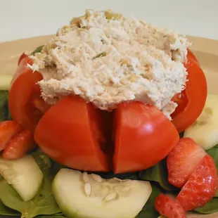 a tomato and cucumber salad