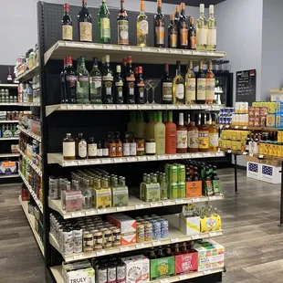 shelves of liquor