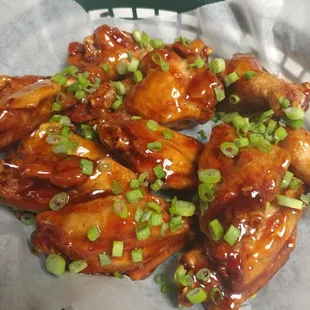 a basket of chicken wings