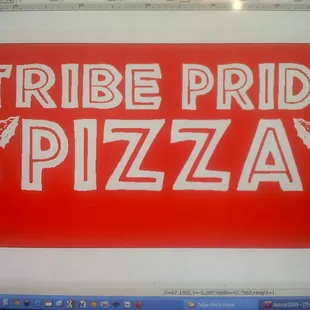 a large red sign with white lettering