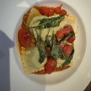 Spinach &amp; Ricotta Ravioli sugar bomb tomatoes.