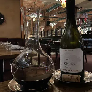 a glass of wine and a bottle of wine