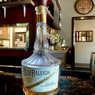 The bar supports and features NC Distilleries. Olde Raleigh Small Batch Bourbon.