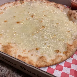 Cheese Flatbread.  Pretty tasty.  Like a thin crust only with just cheese.  Sauce on the side.