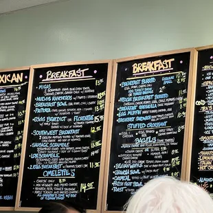 menus on the wall