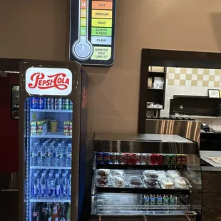 a vending machine and a refrigerator