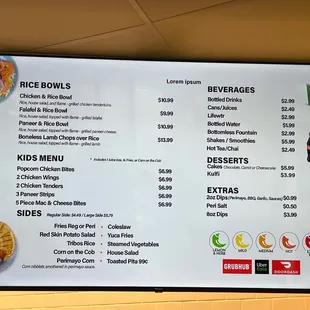 a menu