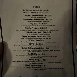 Food menu