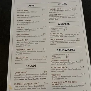 Drink and food menu...