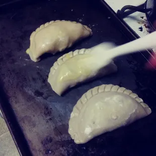 brushing the egg wash at home