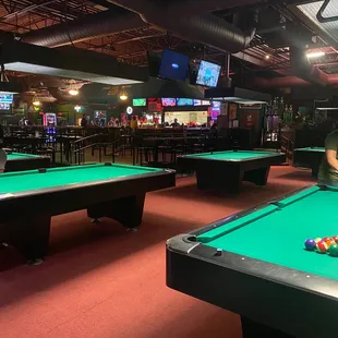 pool tables and televisions