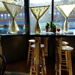 the view of the city through the windows