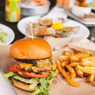 Cheeseburger - cheddar, bacon jam, lettuce, tomato, pickles, onion, smoky bbq mayo