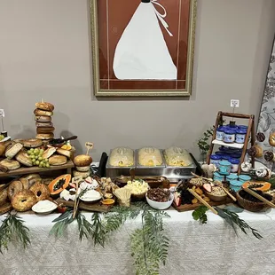 a table with a variety of foods