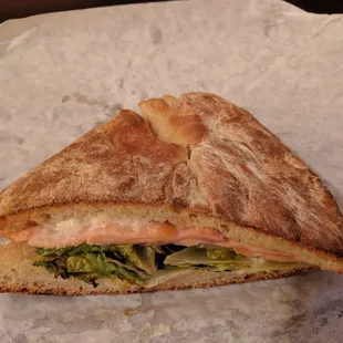 Half Salmon panini - Was not a big fan of the bread. Would be nice if they had actually toasted it as requested.