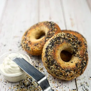 We Offer 3 Flavors of Keto Bagels: Plain, Everything, and Jalapeno Cheddar.
  
 (Pictured: Everything Bagel)