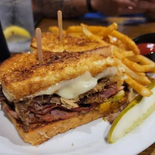 a sandwich and french fries on a plate