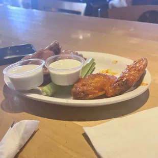 Wings in chili and hot honey! Try the Chili it's devine!