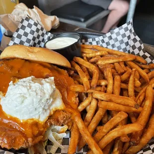Buffalo Fried Chicken (that bleu cheese spread was AMAZING)