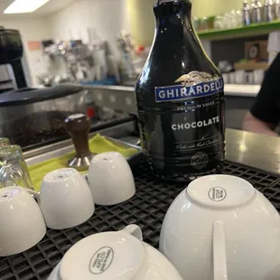 a bottle of chocolate syrup