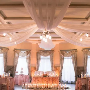 LED uplights with a blush shade