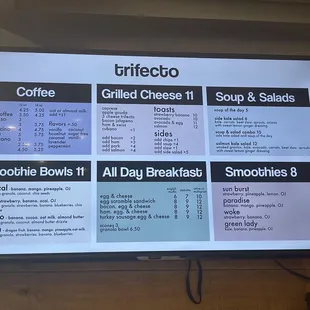 Trifecto menu