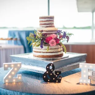 a wedding cake on a table