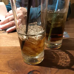 two glasses of cold drinks