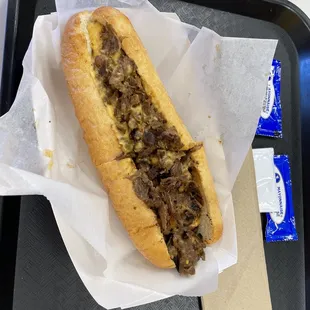 Philly cheesesteak with whiz