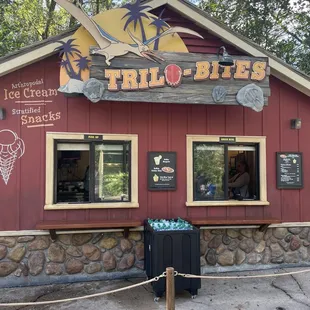 the entrance to a restaurant